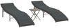 vidaXL Sonnenliegen 2 Stk. mit Tisch Grau Poly Rattan 368253 Bild 2
