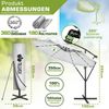 tillvex Alu Ampelschirm Grau LED Solar Ø 350 cm mit Kurbel | Sonnenschirm mit An-/Ausschalter | Gartenschirm UV-Schutz Aluminium | Kurbelschirm mit Ständer Marktschirm wasserdicht Bild 2