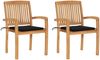 vidaXL Gartenstühle 2 Stk. mit Schwarzen Kissen Massivholz Teak 3063259 Bild 1