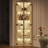 Merax Glasvitrine Eckschrank Eckvitrine mit LED Licht (1-St) Eckvitrine Hochschrank mit 2 Glastüren, Vitrinenschrank, 62 x 35 x 160 cm Bild 3