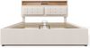 Merax Polsterbett Doppelbett mit USB C Steckdose Ladefunktion Kopfteil, Stauraumbetten Bettgestell aus Leinen 160x200, Beige Bild 5