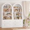 Homfa Bücherregal gewölbter Bücherschrank mit 2 Schubladen, Standregal mit 8 offenen Fächern Büroregal Holz 177x79,5x36cm Bild 4