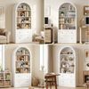 Homfa Bücherregal gewölbter Bücherschrank mit 2 Schubladen, Standregal mit 8 offenen Fächern Büroregal Holz 177x79,5x36cm Bild 2