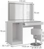 Schminktisch Sherry Weiß/Weiß Hochglanz 119.8 cm mit LED-Beleuchtung und Hocker Vicco Bild 2