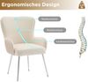 Esszimmerstuhl H 83 x T 53 x B 57 cm aus Samt mit Metallbeinen, Armlehnen und verstellbaren Fußenden, Beige, 6er-Set Bild 5