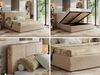 Premium Polsterbett LERIO CLASSIC 160 x 200 cm mit Stauraum, gepolstertem Kopfteil, Gasdruckfedern & Lattenrost - Modernes Design, Inkl. Lattenrost Pocket Matratze - Beige Plüsch - VIRE LUX Bild 2