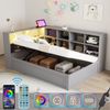 Bett 90x200 cm aus Massivholz mit Stauraum und LED-Beleuchtung Bild 4
