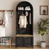 Garderobenschrank mit Schuhfach & Haken, MDF, 75x35x195 cm, Schwarz/holzfarben Bild 3
