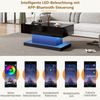 Merax Hochglanz-Lift-Teetisch LED Couchtische Kaffeetisch 100x50x45 cm mit LED-Beleuchtung – Halbhebbares Tischblatt und seitlich verschiebbares Design, hydraulischer Lift und Stauraum , Schwarz Bild 3