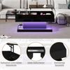 Merax Hochglanz-Lift-Teetisch LED Couchtische Kaffeetisch 100x50x45 cm mit LED-Beleuchtung – Halbhebbares Tischblatt und seitlich verschiebbares Design, hydraulischer Lift und Stauraum , Schwarz Bild 5
