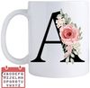 Giftandprint Tasse personalisiert mit Anfangsbuchstabe Monogramm Geburtstag Geschenk Frau, Geschenke für Frauen, Spülmaschinengeeignet, Mit Geschenkbox Bild 2