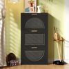 Schuhkipper Schmal mit 3 Klappen, Schuhschrank, Schuhschrank Schuhkommode für Flur Wohnzimmer ,Schwarz, Maße:60 x 24 x 114cm Bild 2