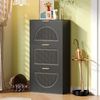 Schuhkipper Schmal mit 3 Klappen, Schuhschrank, Schuhschrank Schuhkommode für Flur Wohnzimmer ,Schwarz, Maße:60 x 24 x 114cm Bild 3