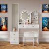MODFU Schminktisch Kosmetiktisch (Luxus 4-in-1 Schminktisch mit Ganzkörperspiegel & LED – Make-up Kommode mit Hocker & Stauraum, B109/D36/H164 cm), Mit Kippsicherung Bild 3