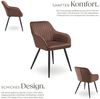 tectake Esszimmerstuhl Polstersessel gepolstert, in Samtoptik, gesteppt, 58 x 62 x 82 cm (Küchenstuhl Marilyn in braun/schwarz, 4 St), durchgehende Lehne, Stahlbeine, bodenschonend, Belastbarkeit 120 kg Bild 2