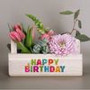 Herz & Heim Geschenkbox aus Holz zum Befüllen mit buntem "Happy Birthday" Aufdruck Bild 4