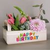 Herz & Heim Geschenkbox aus Holz zum Befüllen mit buntem "Happy Birthday" Aufdruck Bild 3