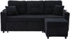 LVHOM Schlafsofa mit LED & USB, Ecksofa mit Ablagefächern, Schublade und Becherhaltern, Schlafcouch aus Cordstoff, frei Kombination, 196x144x85 cm Bild 2