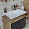 Roomart ATLANTIC-65 Badmöbel Set– 4-teiliges Badezimmermöbel Set - Waschbeckenunterschrank mit Keramikwaschbecken, Spiegelschrank & Hochschrank - H 45 x B 45 x T 65 cm • Anthrazit-Eiche Bild 5