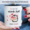 GRAVURZEILE Tasse mit Spruch - Du bist der schönste Zufall meines Lebens - für Paare, Keramik, Farbe: Schwarz & Weiß Bild 4