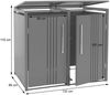 2er-Mülltonnenverkleidung HWC-Q76, Mülltonnenbox Mülltonnenhaus, Deckel Fußpedal Metall 116x132x89cm 53kg ~ anthrazit Bild 3