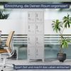 Schließfachschrank Spind ROBERT - 8 Fächer, Etikettenhalter Lüftungsschlitze | Wertfachschrank Umkleideschrank Metall Kleiderspind, 172x55,9x45cm Grau Bild 3