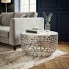FINEBUY Couchtisch FB77384 Sofatisch Marmor Wohnzimmertisch 60cm rund Silber Handmade (Elegantes Design mit edlem Naturstein), Stilvoller Mittelpunkt im Wohnzimmer Bild 4