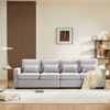 Merax Modernes 4-Sitzer-Sofa aus Leinenstoff, Viersitzer-Sofa mit Armlehnentaschen und 4 Kissen, Sofa im einfachen Stil, geeignet für Wohnzimmer, Wohnung, Büro, grau Bild 2