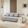 Merax Modernes 4-Sitzer-Sofa aus Leinenstoff, Viersitzer-Sofa mit Armlehnentaschen und 4 Kissen, Sofa im einfachen Stil, geeignet für Wohnzimmer, Wohnung, Büro, grau Bild 3