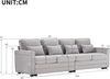 Merax Modernes 4-Sitzer-Sofa aus Leinenstoff, Viersitzer-Sofa mit Armlehnentaschen und 4 Kissen, Sofa im einfachen Stil, geeignet für Wohnzimmer, Wohnung, Büro, grau Bild 4