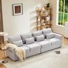 Merax Modernes 4-Sitzer-Sofa aus Leinenstoff, Viersitzer-Sofa mit Armlehnentaschen und 4 Kissen, Sofa im einfachen Stil, geeignet für Wohnzimmer, Wohnung, Büro, grau Bild 5