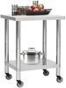 Edelstahl Arbeitstisch mit Rollen BEWO 80x45x85cm, Edelstahl Gastro-Tischwagen Arbeitsfläche Gastro-Küchentisch Servierwagen mobil Bild 2