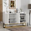 Sideboard mit Metallrahmen, 4 Türen, verstellbaren Regalen und schmaler Bauweise für Küche Wohnzimmer Flur Aufbewahrung,Weiß Bild 3