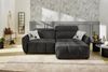 Ecksofa elektrisch USB Kopflehne verstellb. Schlafcouch Velours Anthrazit Schwarz Bild 2