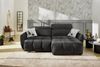 Ecksofa elektrisch USB Kopflehne verstellb. Schlafcouch Velours Anthrazit Schwarz Bild 3
