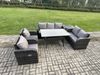 Fimous Dunkelgrau Polyrattan Gartenmöbel-Set Liegestuhl Liebe Sofa 2 Sitzer Sofa Set Outdoor Rechteckiger Esstisch Beistelltisch 7 Sitzer Bild 2