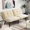 Klappbares Sofa-Bett in Cream, 160 x 81 x 78 cm – 2-Sitzer aus Samt mit Metallrahmen Bild 3