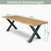 Massivholz Wohnzimmertisch mit Baumkante RAGNAR - 220x100cm, Eichenholz, X-Hora Gestell | Esstisch Holz Küchentisch Esszimmertisch Bild 2