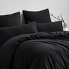 Bettwäsche Set 220x240 Schwarz Mikrofaser Reißverschluss 3tlg weich 2x80x80 Bild 4