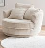 Furn. Design Loveseat Comfy (Love Seat in Cord Wollweiß, 360° drehbar), inklusive Hocker Bild 3