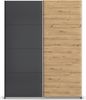 rauch Quadra, Kleiderschrank, Schiebetürenschrank, 2-türig, mit 2 Kleiderstangen und 4 Einlegeböden, Farbe Grau metallic/Eiche Artisan, BxHxT 181x229x62cm Bild 2