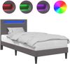 vidaXL Bettrahmen mit LED-Lichtleisten Grau 90x200 cm Kunstleder 42028009 Bild 2