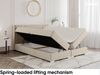 MEBLINI Boxspringbett ALBA 140x200 cm mit Bettkasten - H3B/Beige Samt Polsterbett - Doppelbett mit Topper & Bonellfederkern-Matratze Bild 4