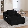 Flieks Relaxsessel mit Hocker, Einzelsofa mit Seitentaschen, für Wohnzimmer, Schlafzimmer und Studie, Cord, Schwarz Bild 2