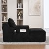 Flieks Relaxsessel mit Hocker, Einzelsofa mit Seitentaschen, für Wohnzimmer, Schlafzimmer und Studie, Cord, Schwarz Bild 3