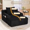 Flieks Relaxsessel mit Hocker, Einzelsofa mit Seitentaschen, für Wohnzimmer, Schlafzimmer und Studie, Cord, Schwarz Bild 5