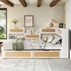 Schlafsofa aus Massivholz 140*200 mit Schublade Multifunktionales Einzelbett Kinderbett mit vielen Staufächern und Ladeanschluss Weiß Bild 2