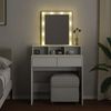 vidaXL Schminktisch mit LED-Lichterkette, Holzwerkstoff weiß 80 x 41 x 144,5 cm Bild 2