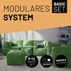 Lumaland Sitzsack-Lounge Modular Garnitur | 5-Teiliges Set | Indoor & Outdoor Sitz-Garnitur | Erweiterbar & Waschbare Sitzmöbel für Innenräume & Garten | Wasserfeste Chill-Out Lounge [Pastellgrün] Bild 2