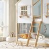 Bett 90x200 cm als Etagenbett mit Dach und Fenstern – Weiß/Natur, Kiefer & MDF Bild 5